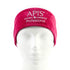 Apis fuchsia velour cosmetic headband with logo on a white background