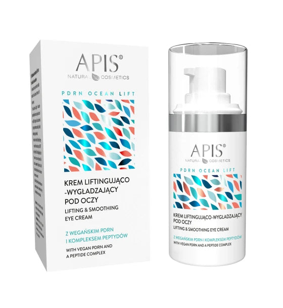 Apis PDRN Ocean Lift Firming &amp; Smoothing Eye Cream 15 ml, bottle and outer carton, front view