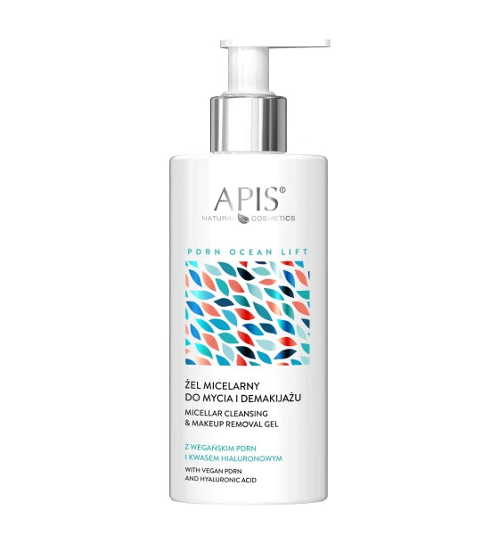 Apis PDRN Ocean Lift Micellar Cleansing Gel 300 ml, front of pump bottle