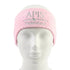 Apis pink velour cosmetic headband with logo on a white background