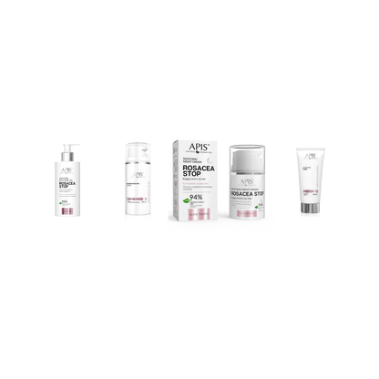 Apis Rosacea-Stop Complete Calm Ritual bundle products on white background