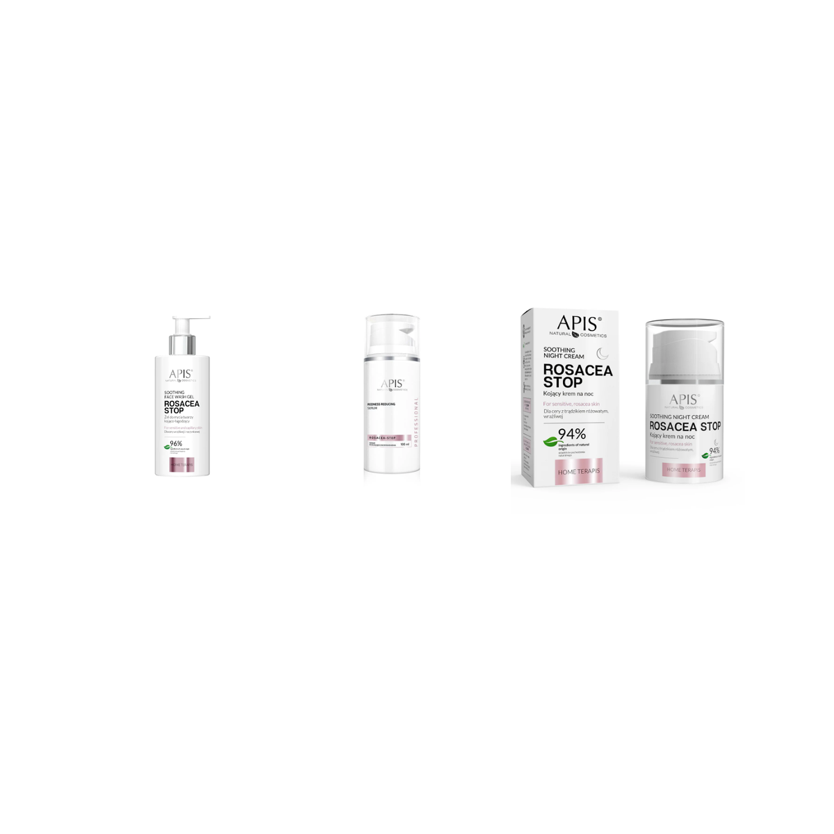 Apis Rosacea-Stop Starter Routine bundle products on white background